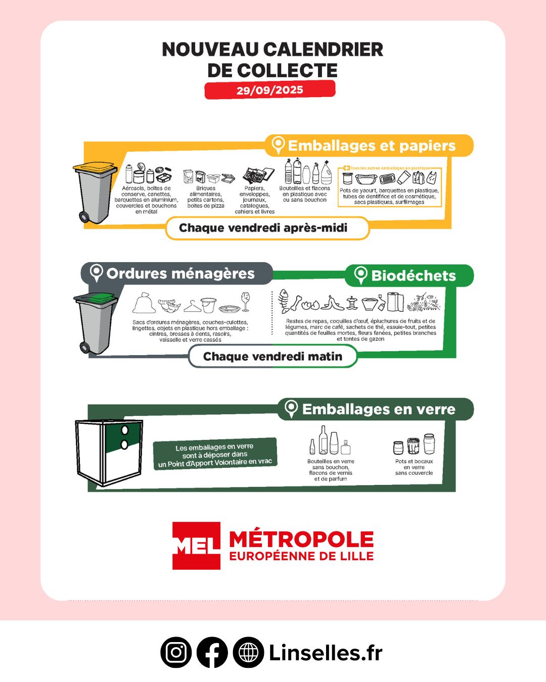 Changement des jours de collecte des déchets dès le 29 septembre 2025 2