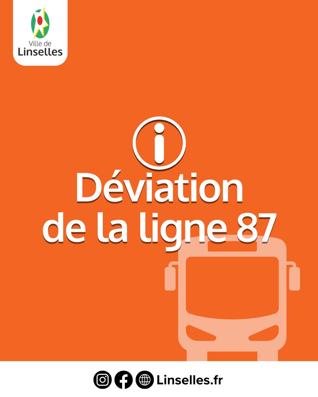 Déviation de la ligne 87 du 12 janvier au 30 avril 2026