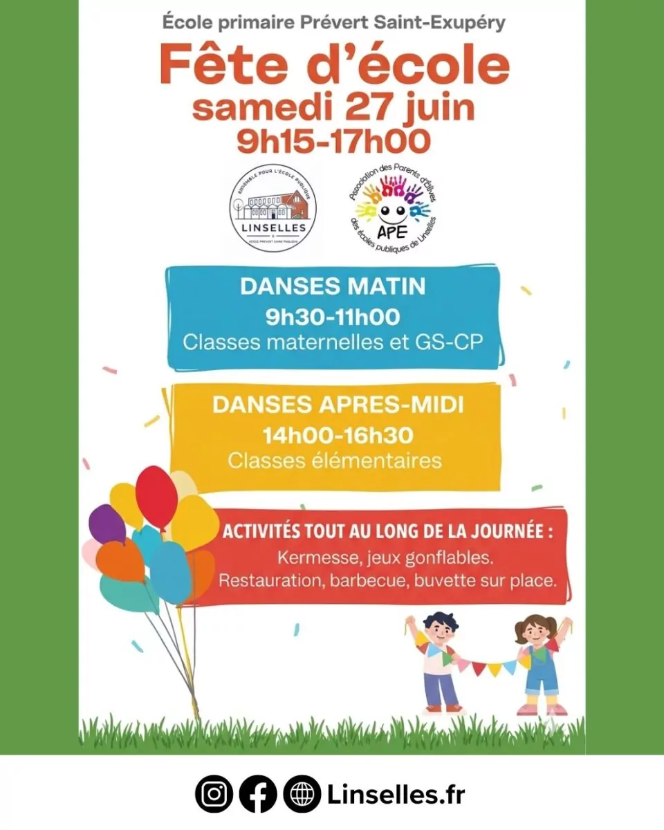 Fête d'école - École primaire St-Exupéry - 27 juin 2026