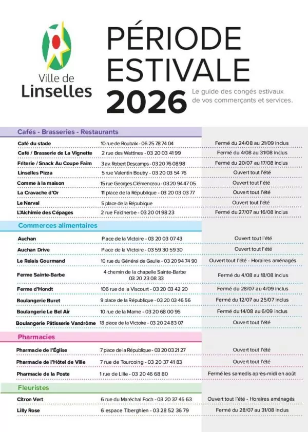 Image du document Période Estivale 2026 – Ville de Linselles